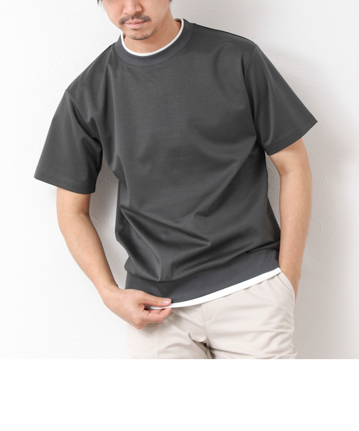 《接触冷感》スーピマコットン ダブルカラーTee 25SS