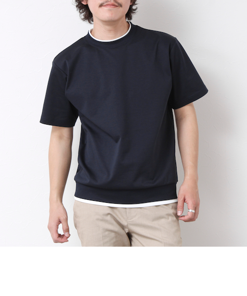 《接触冷感》スーピマコットン ダブルカラーTee 25SS