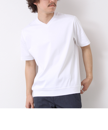 《ビジカジ対応》シルケットスムース Vネック ドレスTシャツ 25SS