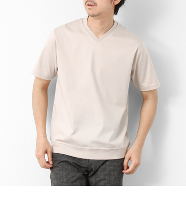 《ビジカジ対応》シルケットスムース Vネック ドレスTシャツ 25SS