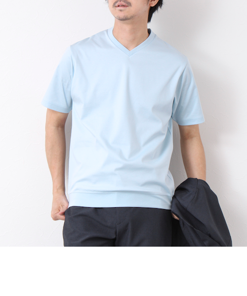 RIER 25ss VネックTシャツ WOMENS ヘビー 半袖 VネックTシャツ NAVY | 高級