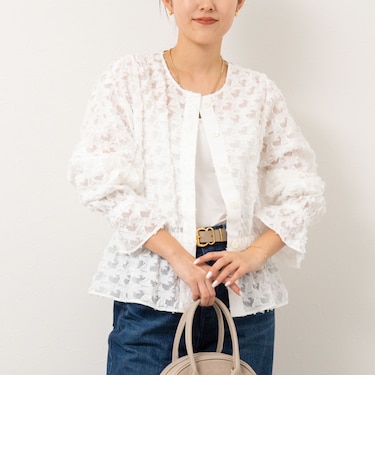 ジオメトリックジャガードブラウス