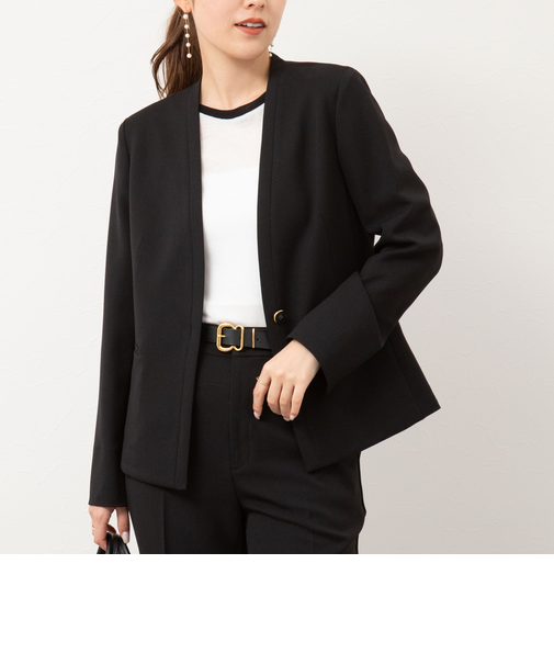 《セットアップ対応》ウォッシャブルツイルノーカラージャケット