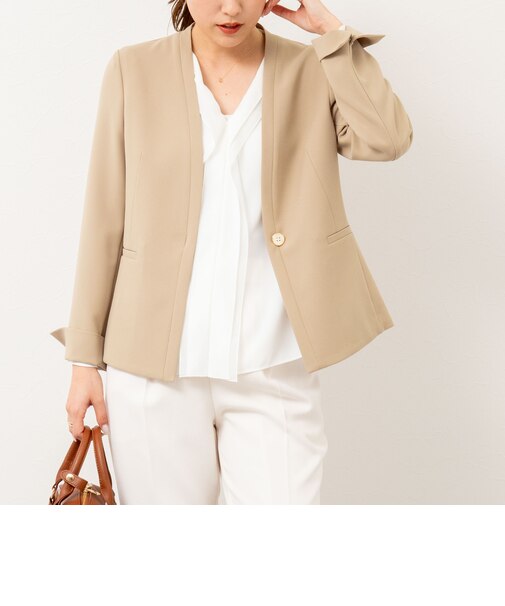 《セットアップ対応》ウォッシャブルツイルノーカラージャケット