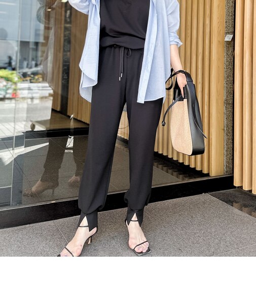 《セットアップ対応》《手洗い可能》ダンボールジョーゼット裾リブジョガーパンツ