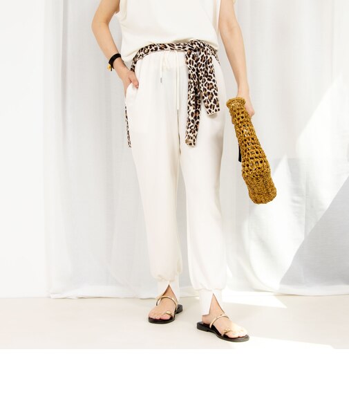 《セットアップ対応》《手洗い可能》ダンボールジョーゼット裾リブジョガーパンツ