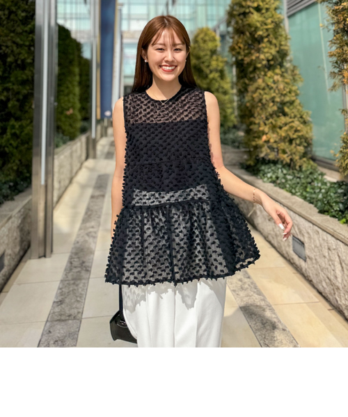 NOLLEY‘S ドットポンポン2WAYノースリーブブラウス nolley's】ドットポンポン2WAYノースリーブブラウス新品