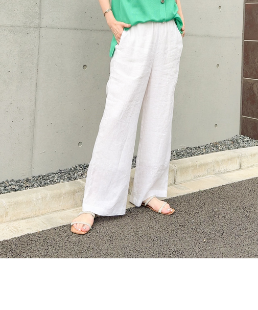 【WEB STAFF恵☆別注カラーあり】《セットアップ対応》リネンセミワイドパンツ