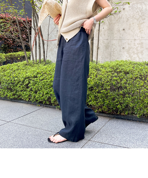 【WEB STAFF恵☆別注カラーあり】《セットアップ対応》リネンセミワイドパンツ