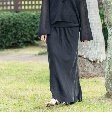 《セットアップ対応》高機能 フィブリルサテンバイヤススカート