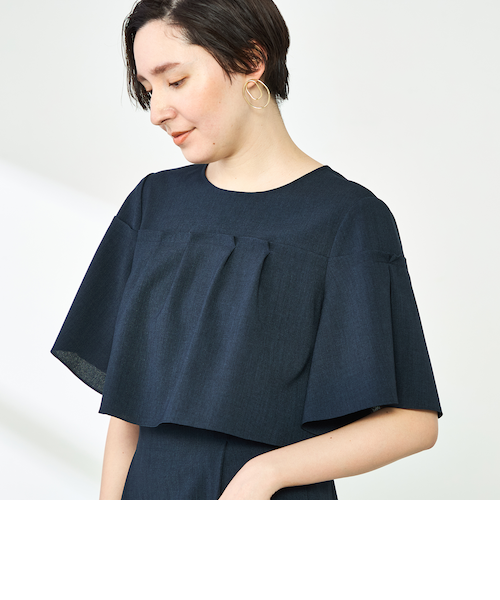 NOLLEY'Sフレアースリーブプルオーバーブラウス、インゴムパンツセットアップ セットアップ対応》麻調フレアスリーブブラウス | NOLLEY'S