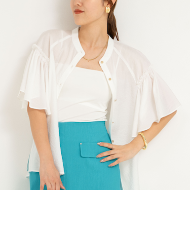 シアーフレアスリーブブラウス