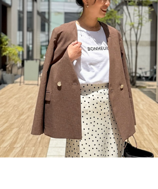 《セットアップ対応》ウォッシャブルドライトロピカルノーカラーダブルジャケット