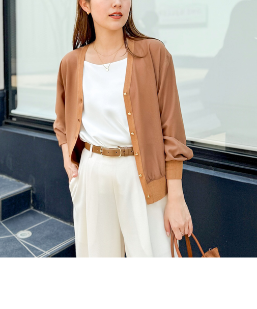 《手洗い可能》シフォンVネックカーディガン