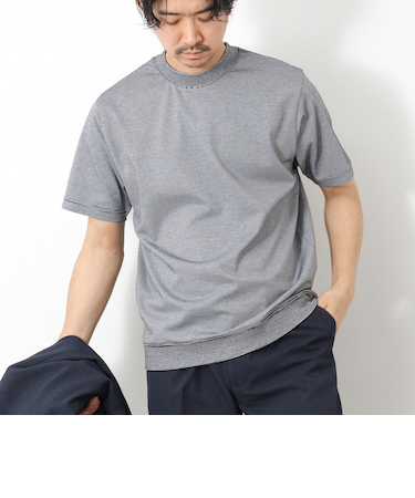 《ビジカジ対応》セミシルケットスムース ボーダードレスTシャツ 25SS