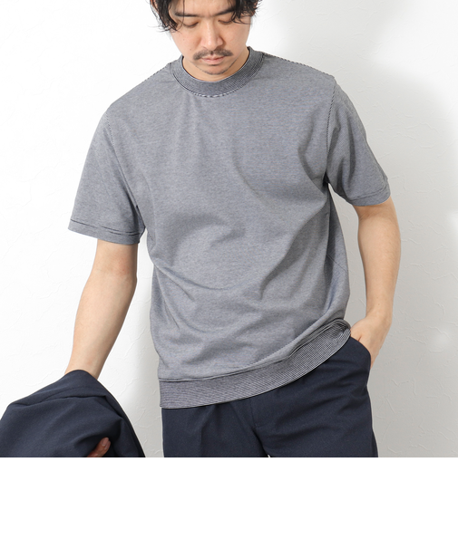 《ビジカジ対応》セミシルケットスムース ボーダードレスTシャツ 25SS