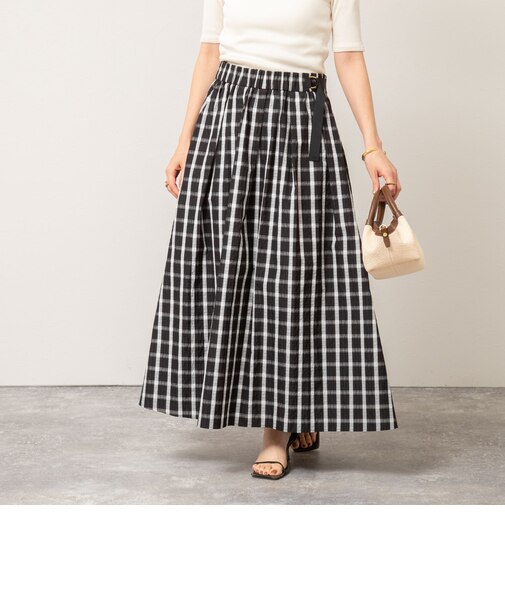 ウォッシャブルチェックタフタロングスカート