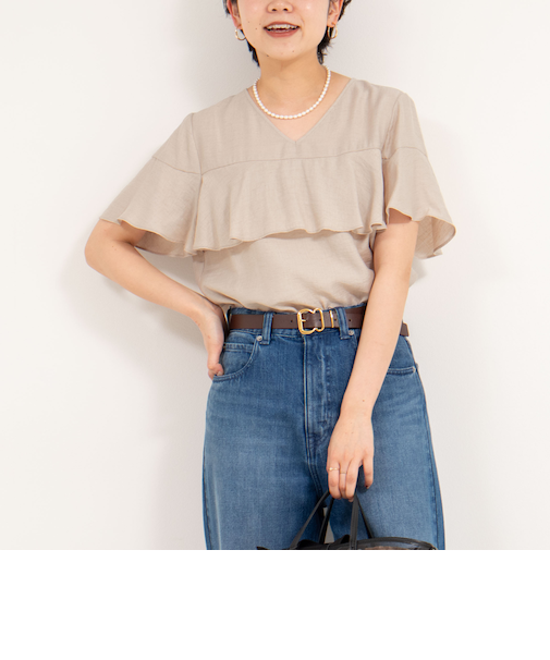 ◇【WEB限定】《セットアップ対応》ジュピター半袖フリルブラウス