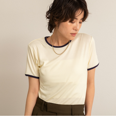 【MAQWEL/マクウェル】リンガーリブ半袖Tシャツ