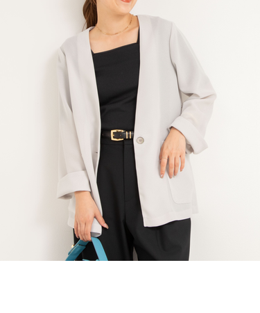 メッシュノーカラーVネックジャケット