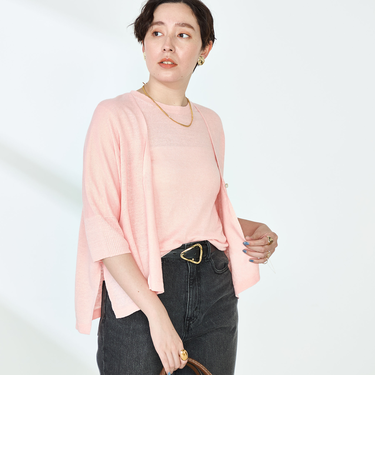 《アンサンブル対応》《手洗い可能》フレンチリネンボレロカーディガン