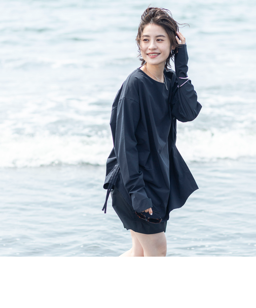 《高機能/セットアップ対応》ウォッシャブルラッシュガードボートネックシャツ