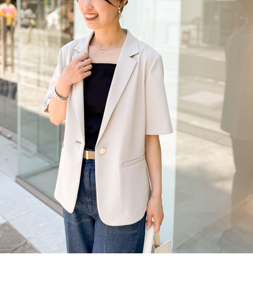 《セットアップ対応》ウォッシャブルツイル半袖ジャケット