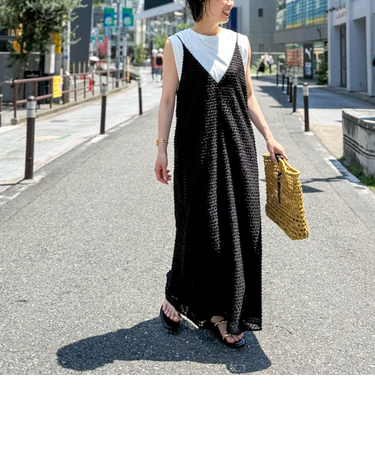 ウォッシャブルカットジャガードキャミワンピース