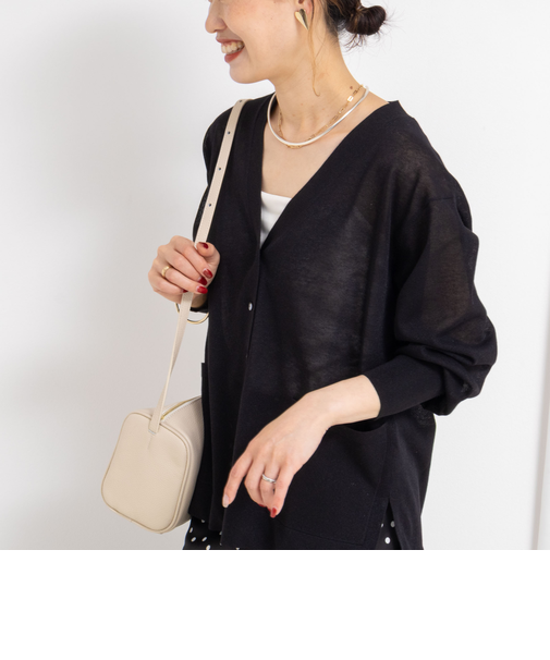 《手洗い可能》綿混シアーVネックカーディガン