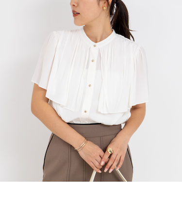 割繊ケープ風ギャザーブラウス