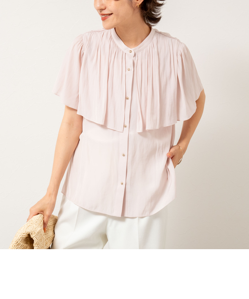 割繊ケープ風ギャザーブラウス