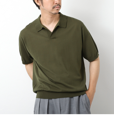 《PIMA COTTON》成型半袖 NSN スキッパーニットポロシャツ 25SS