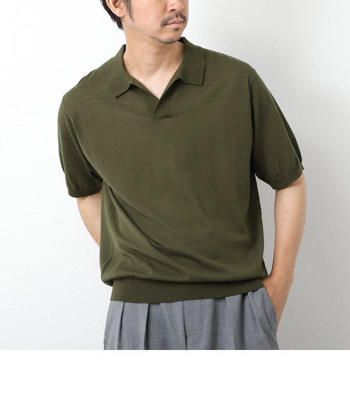 《PIMA COTTON》成型半袖 NSN スキッパーニットポロシャツ 25SS