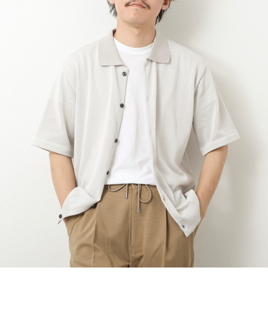 【SIX FUNCTIONS】ウォッシャブル コースボーダーニットシャツ 25SS