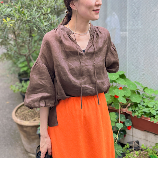 ◇【WEB限定カラーあり】シアーラミー袖バルーンブラウス