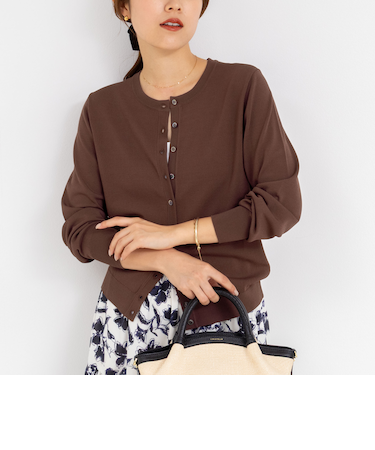 《アンサンブル対応/手洗い可能》マルチファンクションクルーネックカーディガン