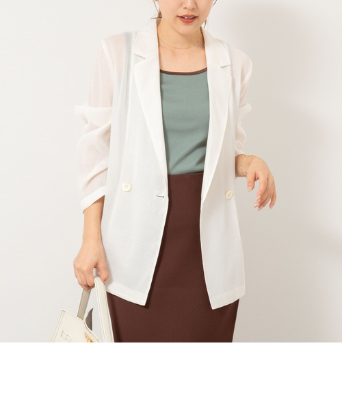 リネンシアージャケット ベージュ ラウンジドレスリネンシアージャケットテーラードジャケット