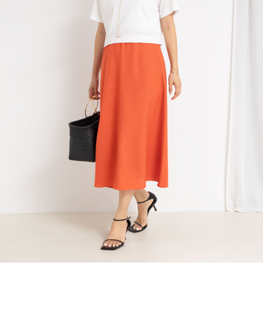 ウォッシャブル麻調フレアスカート