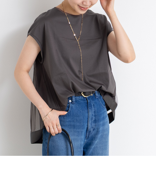 新品タグ付き★2枚セット★組曲チュールスリーブ カットソー 人気につき新色追加！】チュールスリーブ カットソー / 組曲