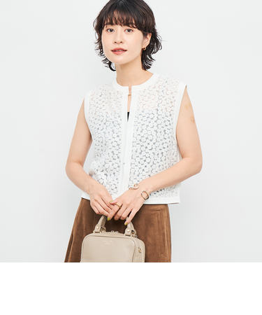 《手洗い可能》フラワー刺繍生地ベスト