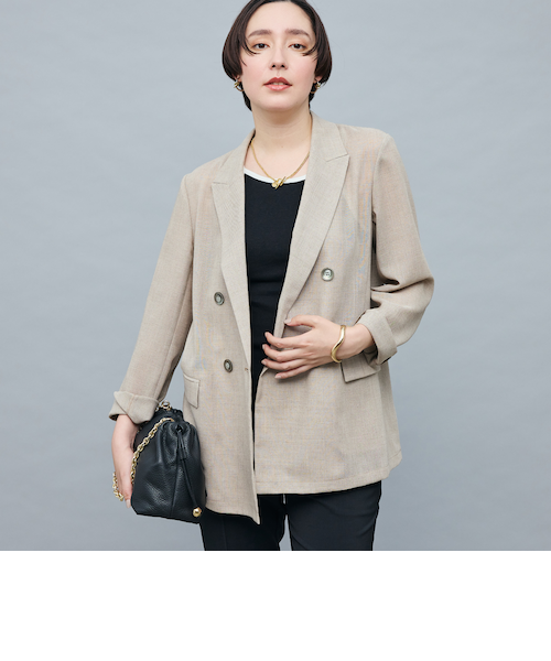 【新品タグ付】NOLLEY'S ウォッシャブル麻混ダブルジャケット （ミント） NOLLEY'S（ノーリーズ）の「ウォッシャブル麻混ダブルジャケット