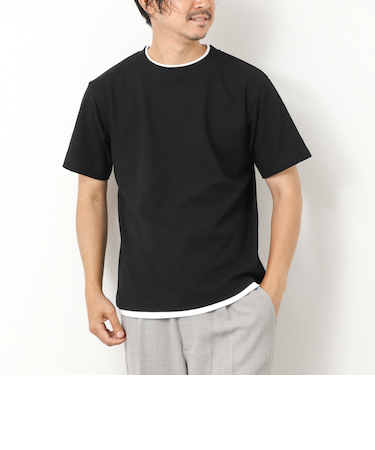 LINKS モザイク柄 レイヤードTee