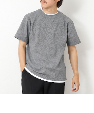 LINKS モザイク柄 レイヤードTee
