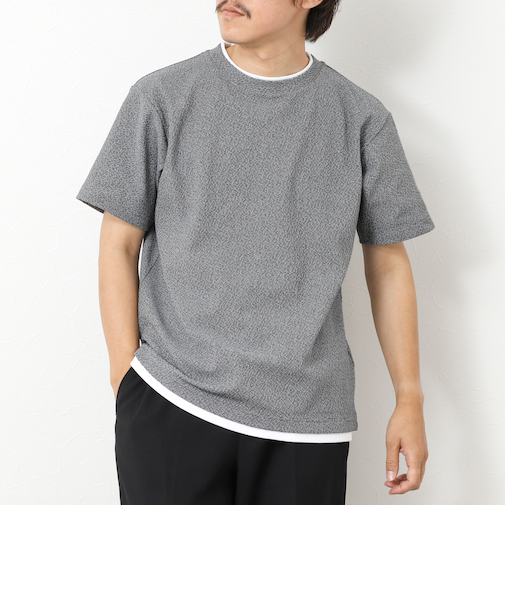 LINKS モザイク柄 レイヤードTee