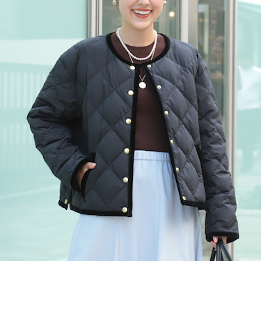 【TAION×LIMONTA】別注ベロアパイピングショートダウン