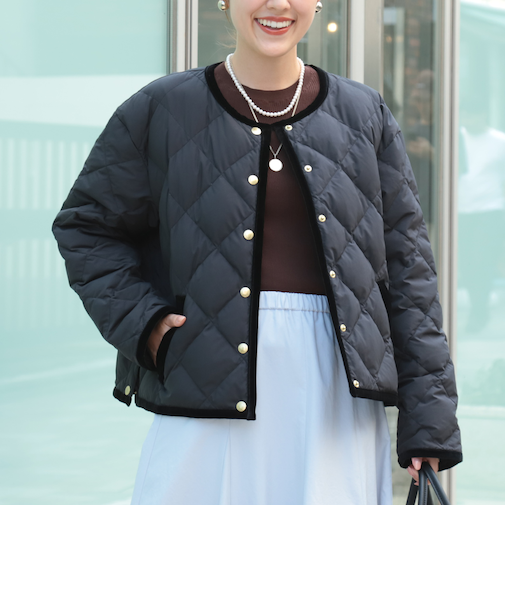 【TAION×LIMONTA】別注ベロアパイピングショートダウン