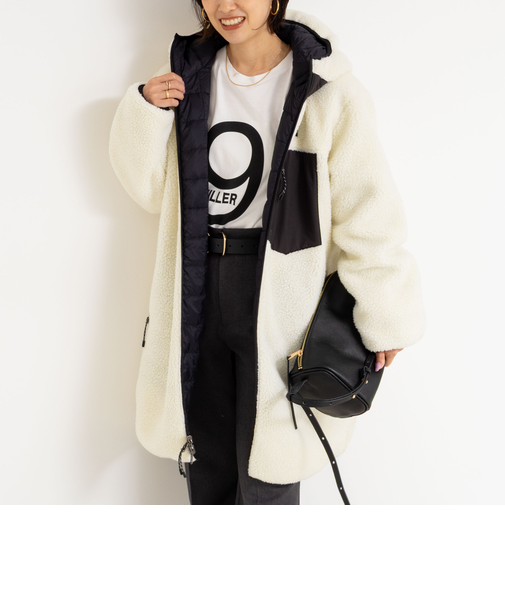 ◇【WEB限定】【TAION/タイオン】別注ボア×ダウンフードコート(リバーシブル)