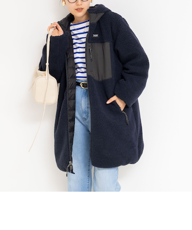 ◇【WEB限定】【TAION/タイオン】別注ボア×ダウンフードコート(リバーシブル)