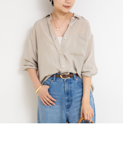 《セットアップ対応》ウォッシャブルシルキーキュプラドレープシャツ