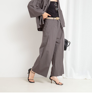 《セットアップ対応》クロップドワイドパンツ